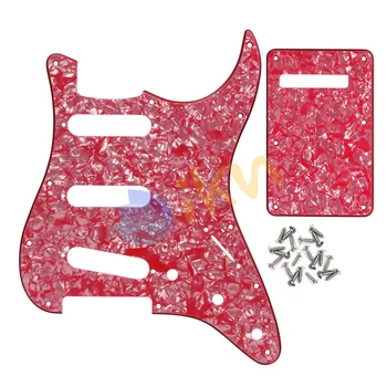 

NEW SSS Guitar Pickguard Scratch Plate Back Plate Tremolo Cover 3ply Screws Set for ST Style Guitar Replacement,Pink Pearl