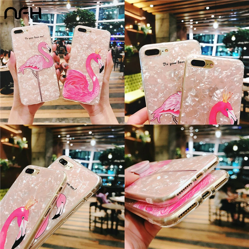 

NFH TPU Case For iPhone X 7 Flamingo Patterned Shell Cartoon Silicone Soft Fundas Covers Case For iPhone X 7 6 6S 8 Plus 10 Case