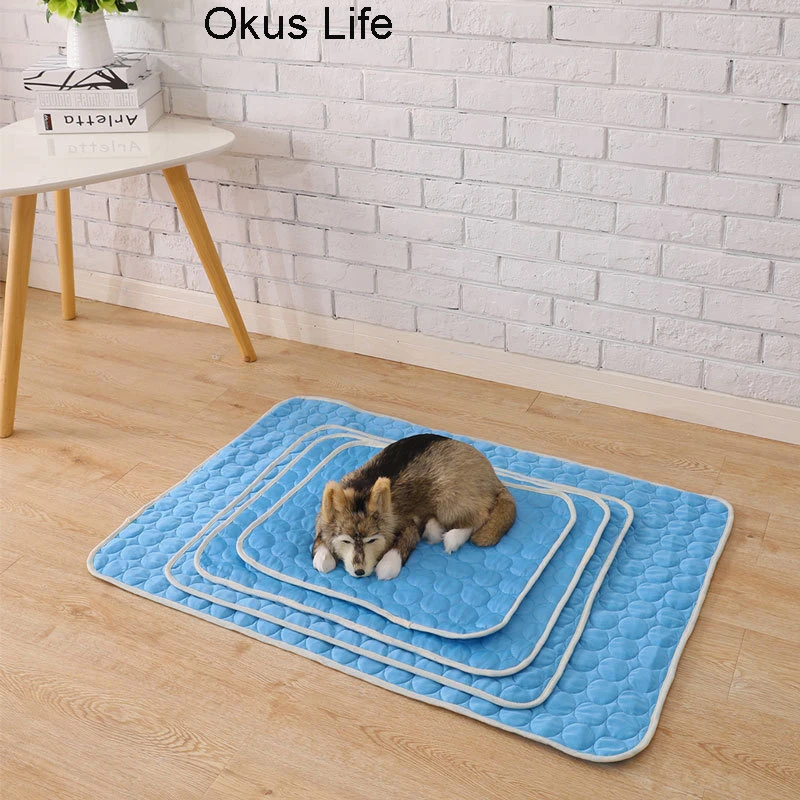 

Summer Cooling Pets Mat 4 Size Pet Ice Pad Cool Cold Silk Moisture-Proof Cooler Sofa Mats Portable Tour Sleeping Pet Accessories