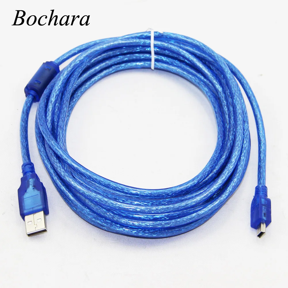 5 м 16 футов USB 2,0 Тип A папа мини 5P папа мини 5P USB кабель м/м двойное экранирование(фольга+ Плетеный) Премиум качество прозрачный синий