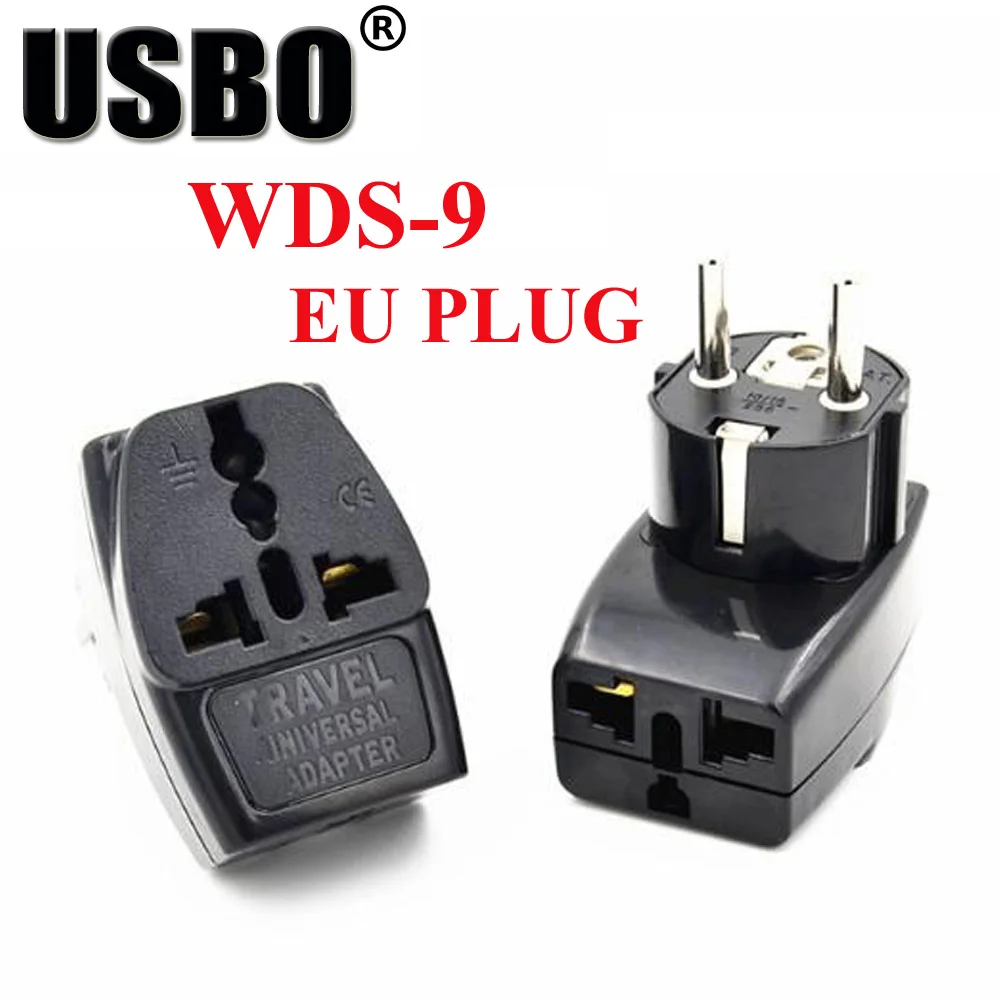 Multi function Black 10A 250V Europe 2pin universal AC power adapter