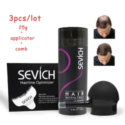 Sevich волосы здание волокон 3 шт./лот гель 25 г порошки + applicatotor насос + расческа волосяного покрова Кератин для лечения выпадения волос