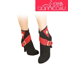 Замшевые современные танцевальные сапоги для взрослых; сезон весна-лето; Современные Сапоги; обувь для джазовых танцев; Танцевальная обувь на высоком каблуке с мягкой подошвой; 7003