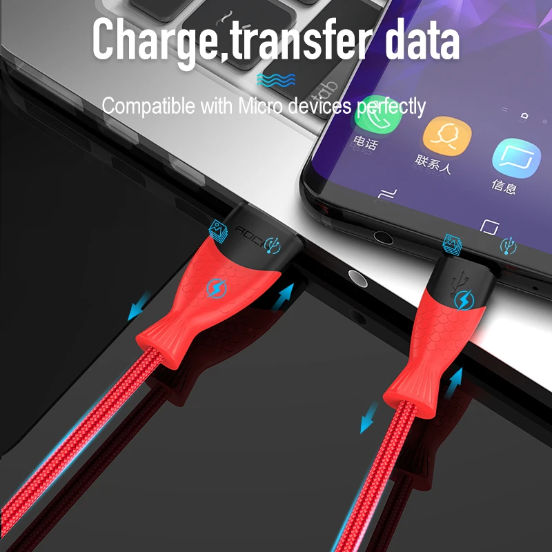 روك 3A المصغّر usb كابل شحن سريع لل Xiaomi Redmi ملاحظة 5 برو شاحن هاتف محمول يعمل بنظام تشغيل أندرويد كابل بيانات لسامسونج S7 شاحن الحبل