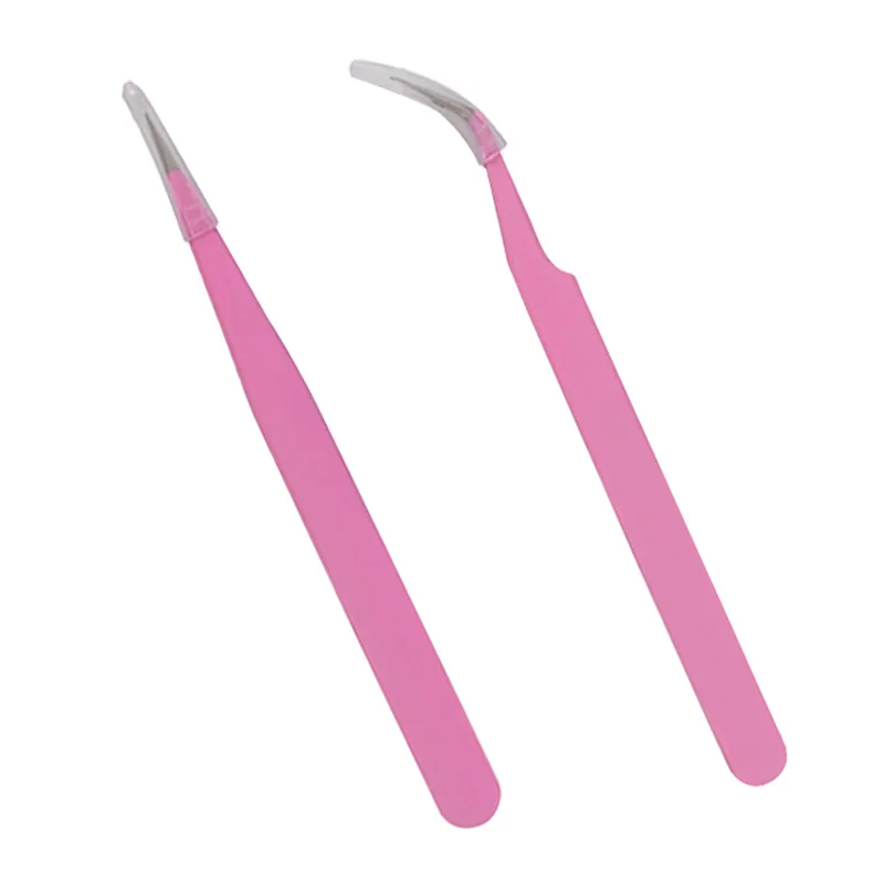 

Pink Eyebrow Tweezers Stainless Steel Eyelash Extension Tweezers Straight Or bend Optional Tweezers Cosmetic Beauty Makeup Tools