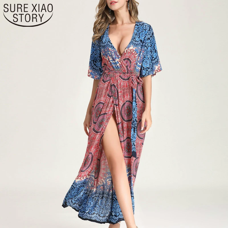 Dress sexy women summer dress 2019 vestidos de verano short sleeve print women maxi dress vestidos elegnates dresses 3842 50