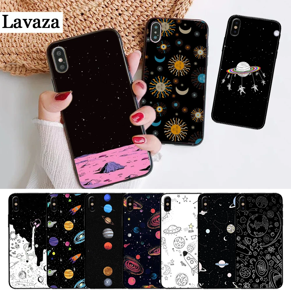 

Lavaza space Stars Moon Airship Astronaut Silicone Case for iPhone 5 5S 6 6S Plus 7 8 X XS Max XR
