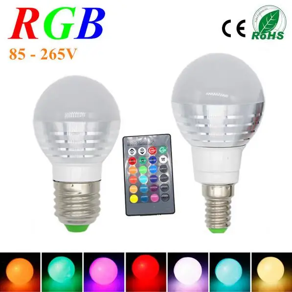 Светодиодная RGB лампа E27/E14 3 Вт 2016 в 110 В|lamp shades wall lights|light bright lamplight grate |