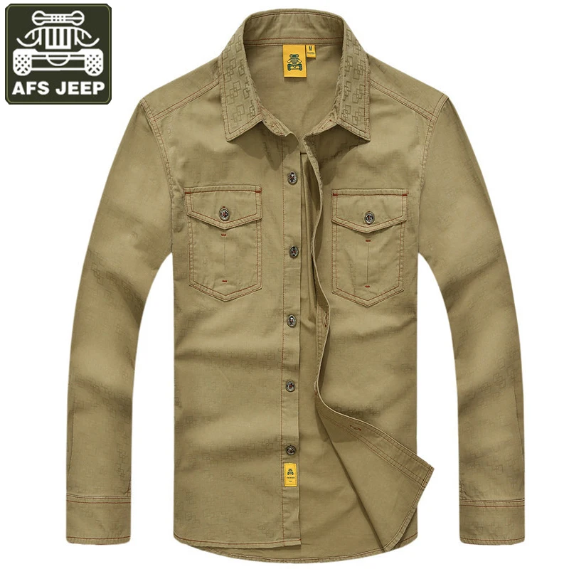 AFS JEEP, брендовая мужская рубашка с длинным рукавом, повседневные рубашки для мужчин, новая осенняя одежда, одежда из чистого хлопка, однотонная, Camisa Masculina Chemise Homme