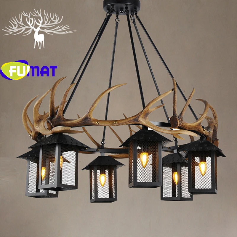 

FUMAT Antlers Resin Chandelier Lamp Modern LED Antler Chandelier Lustre Chandeliers Vintage led lights Novelty Lighting E14