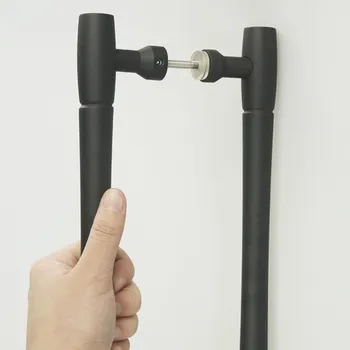 

20" Rustic Traditional Durable Solid Handle Bar Rustic Steel Black Sliding Barn Door Handle Pull Back to Back