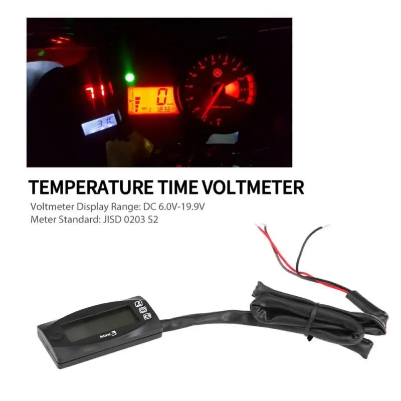 Mini 3in1(air Temp+time+volt Meter) Mini3 Led Display Motorcycle Air