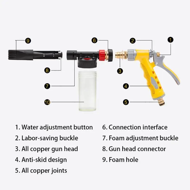 10 м/15 м автомобильный пистолет для чистки пены, генератор пены, пистолет для пены, горшок для автомойки, распылитель высокого давления, гибкий водяной шланг