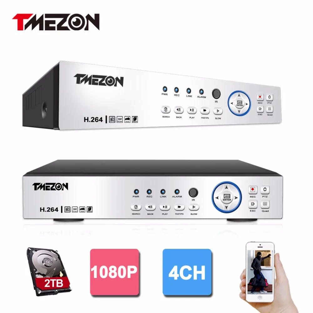 Tmezon HD 4CH 1080P DVR NVR HVR 3 in 1 Advanced Security Surveillance System Support Analog TVI CVI AHD IPC 5 in 1 Video Input