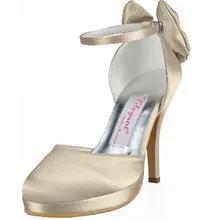 2016 Handmade Satin High Heel Shoes Spring Autumn Bridal Dress Shoes Wedding Party Shoes Platform Pumps Champagne Evening Shoes