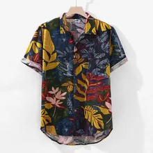 Мужская рубашка для отдыха Camisa, многоцветная, с нагрудным карманом, короткий рукав, круглый подол, свободные рубашки, блузка, Гавайские пляжные Топы