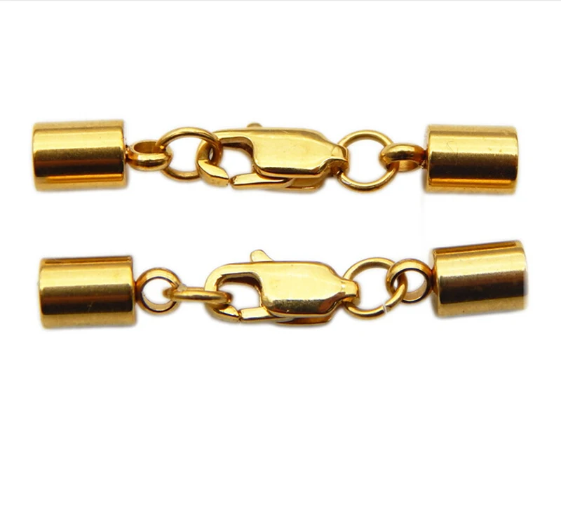 5Pcs/Lot Strong Gold Color Stainless Steel Clasps & Chains 4mm