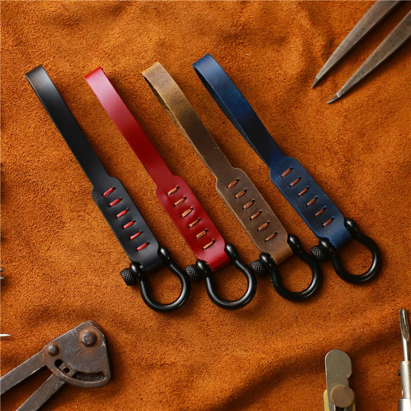 

Genuine Leather Key Holder Wallet Handmade Long Key Rope Top Layer High Quality Key Chain Retro Creative Wallet