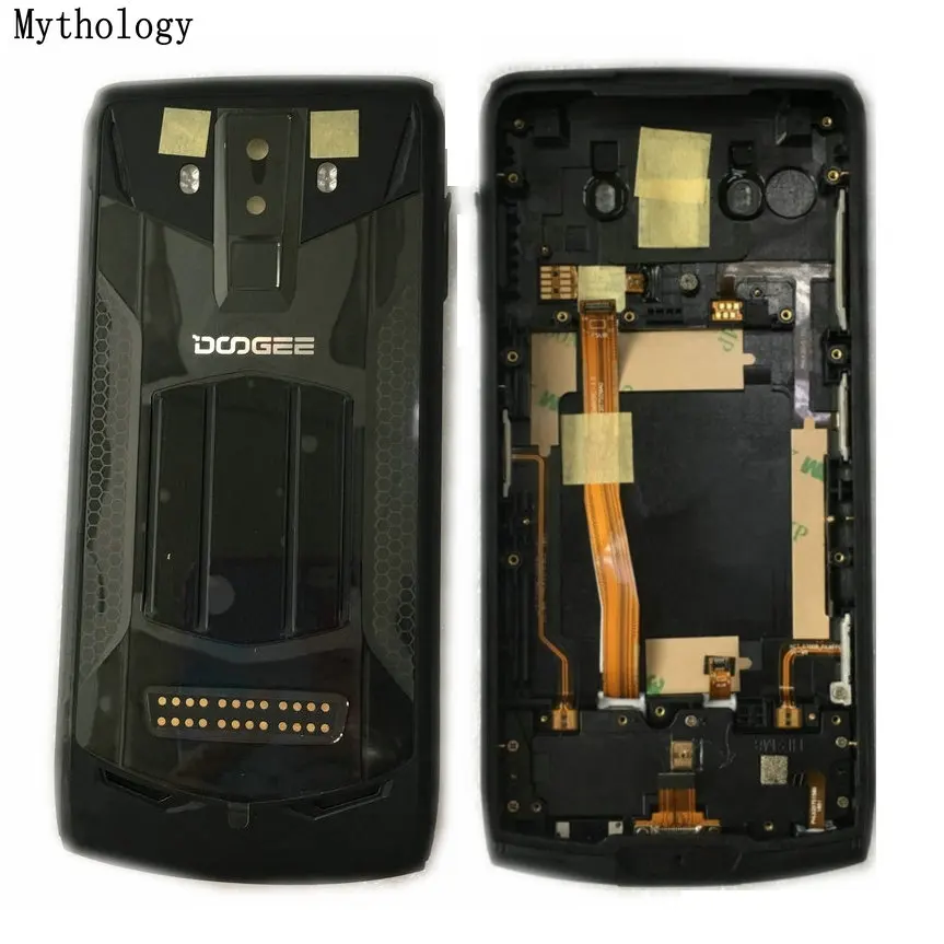 Для оригинального Doogee S90 задняя крышка чехол+ стекло камеры+ основной гибкий кабель+ динамик Мультимедиа мобильный телефон задняя крышка корпуса мифологический - Цвет: Черный