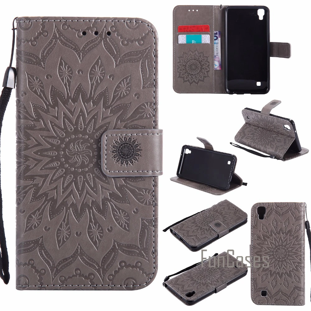 Embossed Pattern Case sFor fundas LG X Power Case sFor coque LG X Power K220DS K220 Case 5.3 inch + Card Holders Accessory