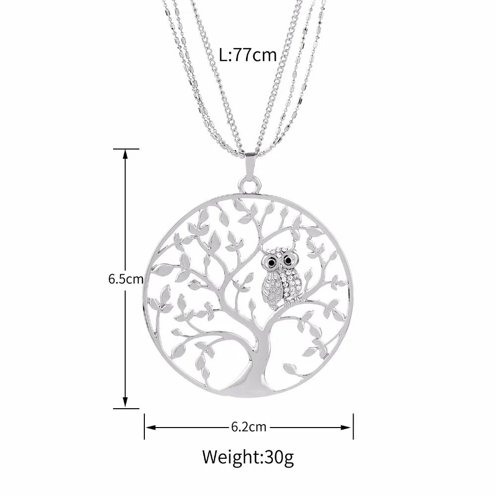 Ожерелье Lureme Tree of Life, семейное дерево с подвеской в виде совы, ожерелье с цепочкой(nl006068