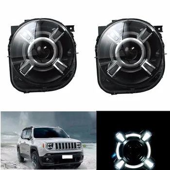 

For Jeep Renegade 2015-2017 LED DRL Running lights Bi-Xenon Beam angel eyes Auto Head Lamp