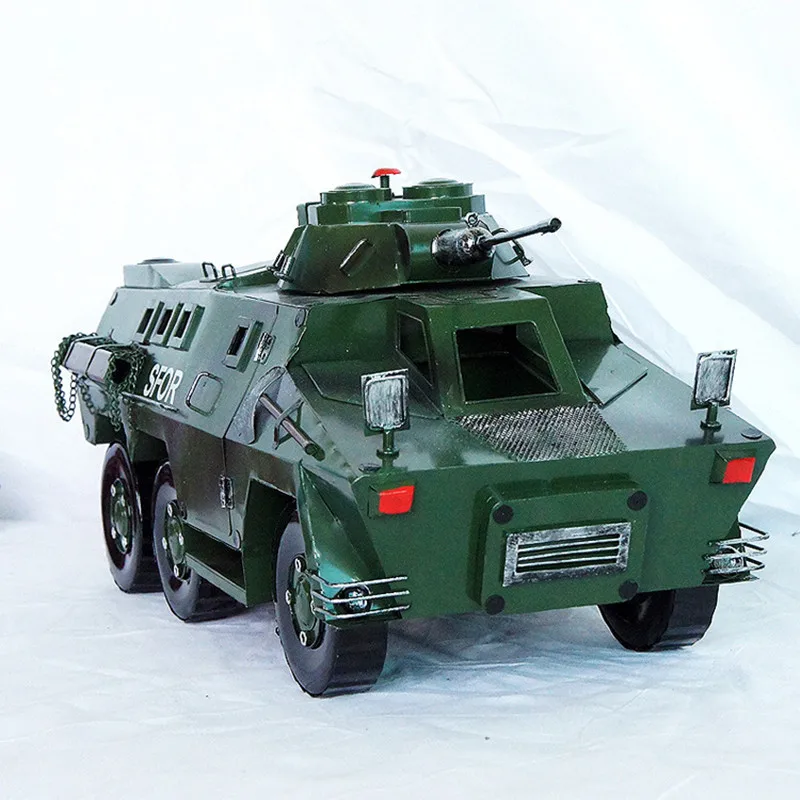 

Metal Pure Hand-Welded Military Vehicle Model Ornaments Crafts Military Armored Transport Vehicle Model Creative Metal Art Style