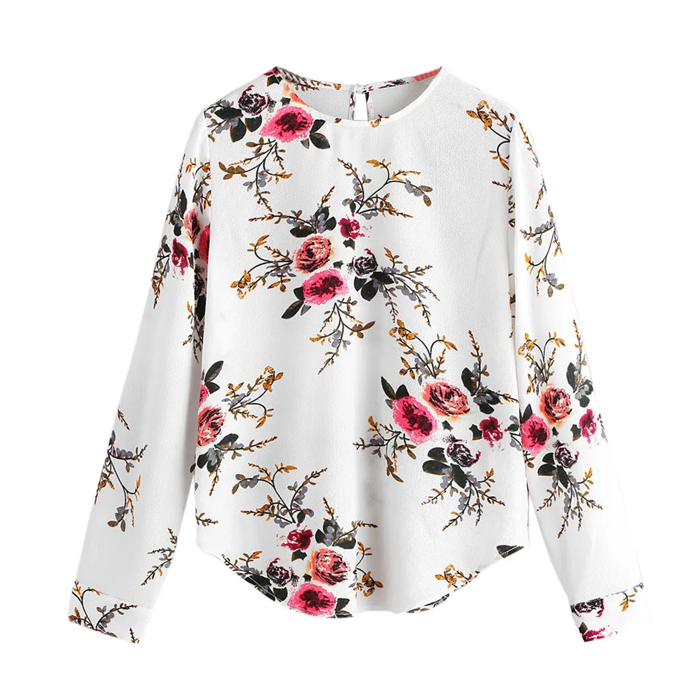 

Free Ostrich 2018 High Quality New Arrival hot dropshipping Women Autumn Casual Print Flower Long Sleeve Top