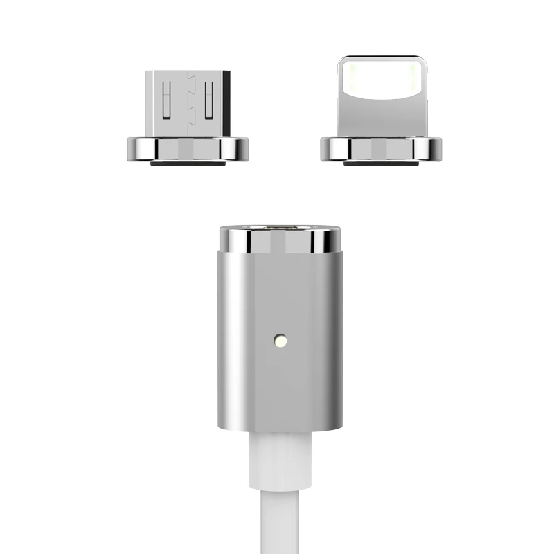 WSKEN MINI 2 Магнитная Зарядка Быстрый кабель разъем металлический USB для IPhone samsung LG Xiaomi huawei - Цвет: Micro and IOS Silver