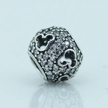 Подходит для браслетов Pandora Charms Стерлинговое Серебро 925 пробы-украшение в виде мыши силуэт бусины