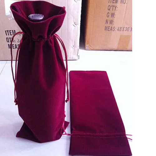 

Velvet Wine Bottle Gift Bag Sack 15x36cm (6" x 14") pack of 20 Champagne Olive oil Drawstring Pouch Packaging Sack