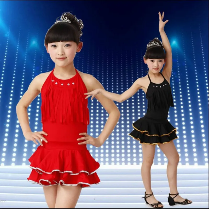

New children's dance girls Latin costumes girls dresses Competition performance costumes sequins dance wear
