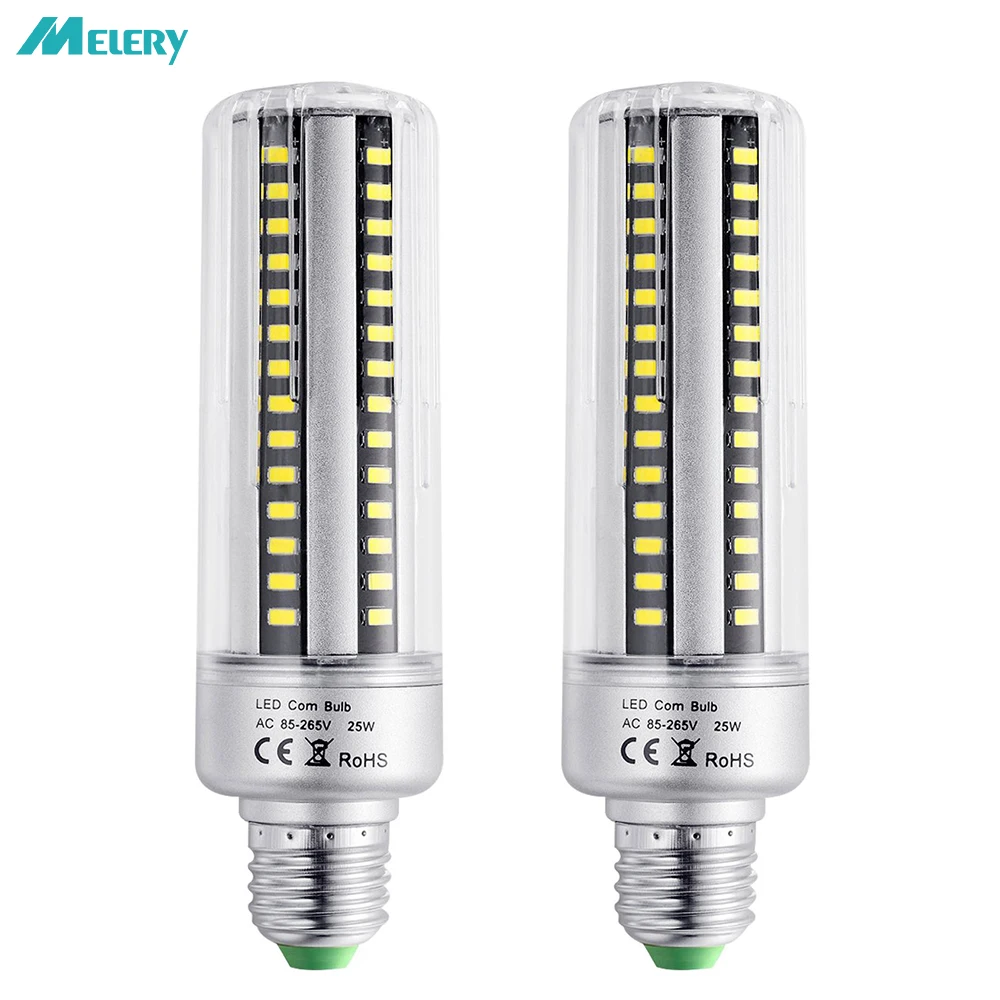 

LED Corn Bulb 5736 SMD Replacement Incandescent Light Bulbs 25W E27 96 LED Lamp with Cover 2000 Lumens Cold White 6000K 2Pack