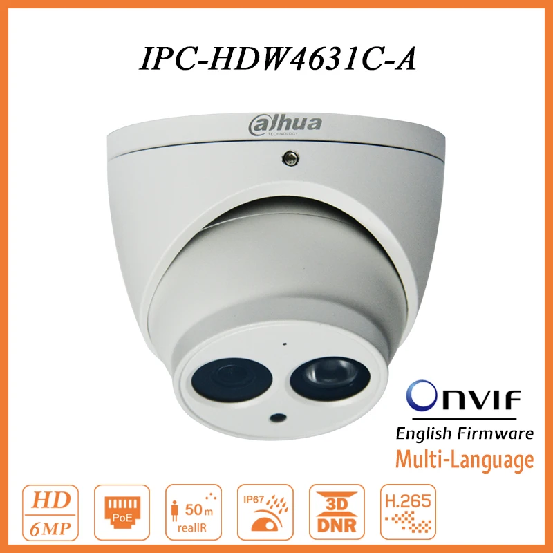 

IPC-HDW4631C-A 6MP POE Network IP Camera IP67 IR50M 2.8MM Fixed Lens