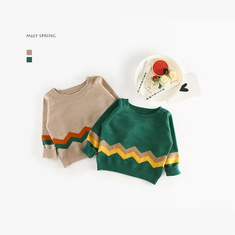 

2018 Spring Children's Clothes Boys Sweaters Long Sleeve Knitted Pullover Baby Girls Sweaters for Boys Infant Kids Wave Sweater