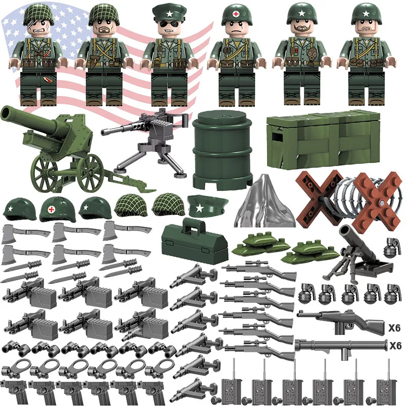 

WW2 Pacific War Battle Theater of Operation Military Building Block Brick USA Army Soldier Mini Toy Figure Compatible with Lego