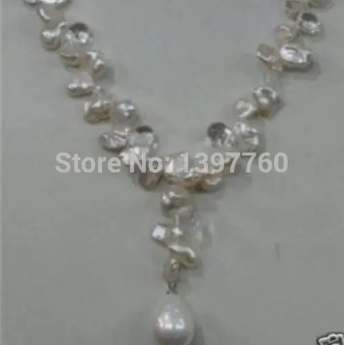 

Miss charm Jew.272 NATURAL SOUTH SEA WHITE PEARL NECKLACE +shell PENDANT FDAS
