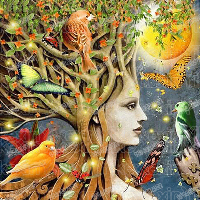 Full Round Drill 5d Diy Diamond Painting Woman Tree 3d Embroidery Cross Stitch 5d Decor Gift Diamond Painting Cross Stitch Aliexpress