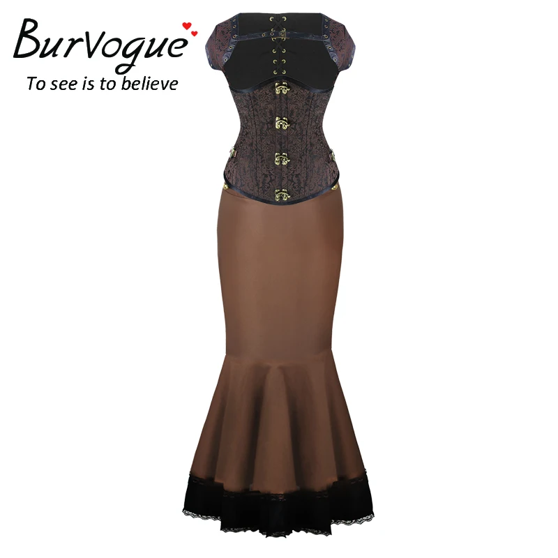 Burvogue Waist Control Corsets & Mermaid Skirt Dress Steampunk for