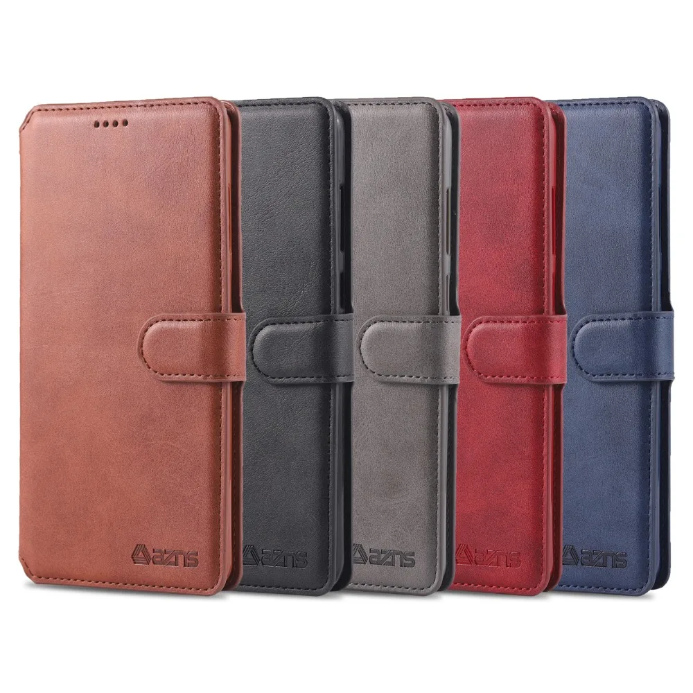 

For Samsung Galaxy A8 Plus A7 A9 2018 Case Cover Coque Luxury Magnetic Flip A6S A6PLUS Calf pattern protector Business