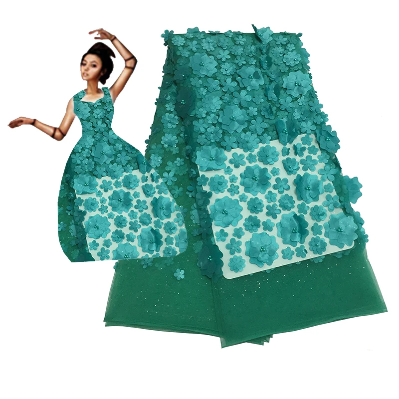 

2019 Latest french Embroidered Tulle Lace Fabric,nigerian Pearls Lace Applique Fabric For Wedding,African 3D Flower Lace Fabric