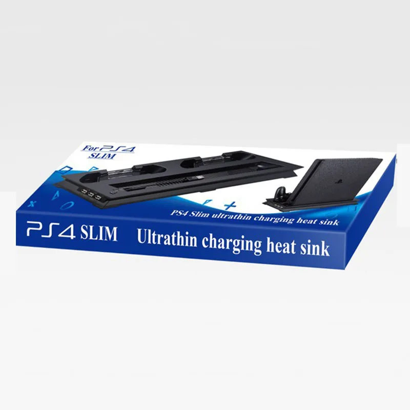 PS4 ТОНКАЯ вертикальная подставка с беспроводным контроллером зарядная док-станция+ вентилятор охлаждения+ 3 usb-порта для игровой консоли Playstation 4 Slim