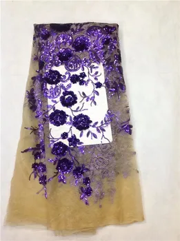 

New design French Net Sequin Lace Fabric 2016 Latest african sequence lace fabric with embroidery tulle fabric (JL