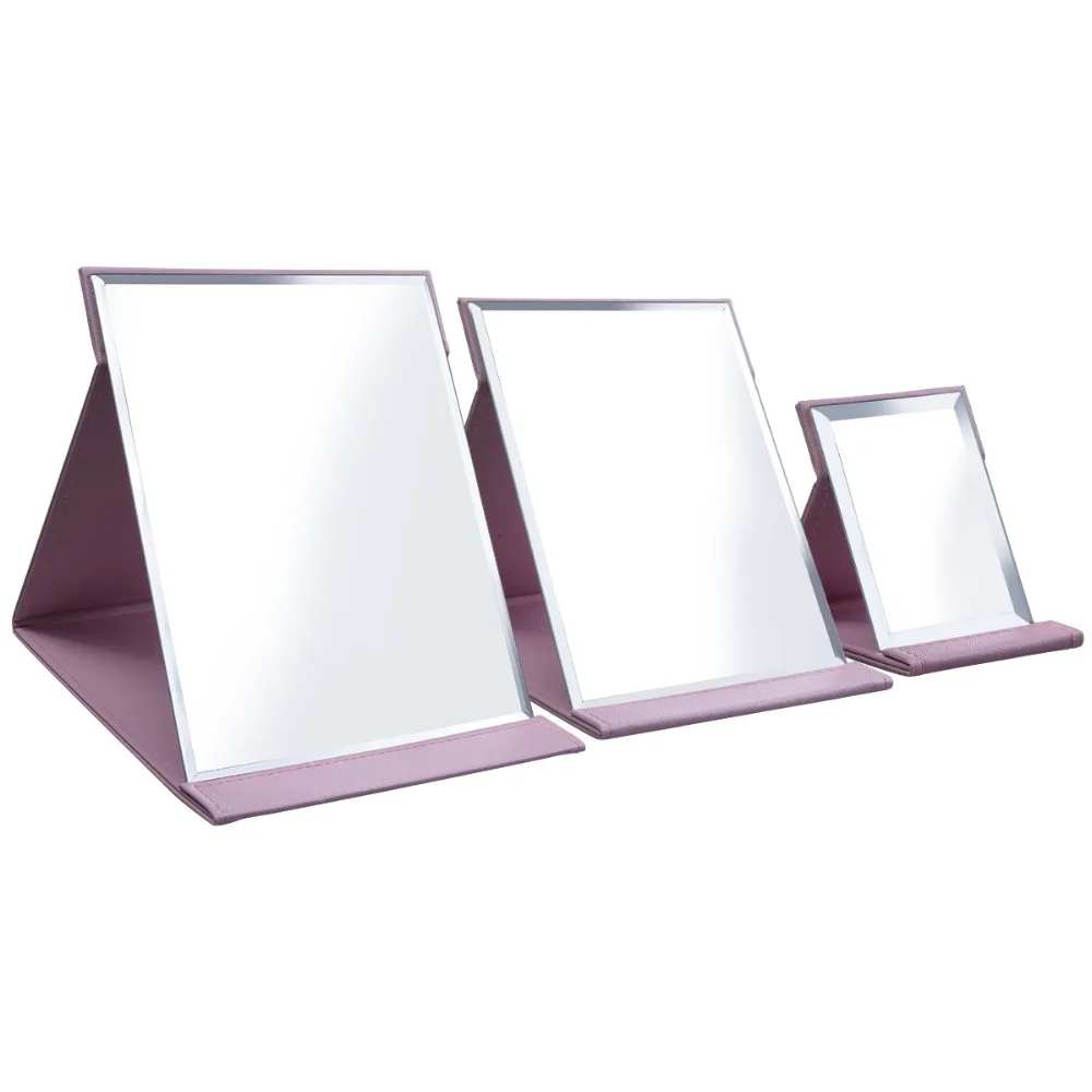 Розовое черное складное карманное портативное прямоугольное зеркало для макияжа из нержавеющей стали компактное настольное зеркало
