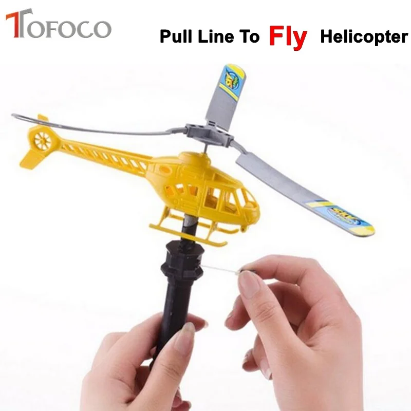 

TOFOCO Manual Handle Pull Aircraft Model DIY Can Fly To The Sky Pull Line Helicopter For Kids Outdoor Toys Funny Plane Toy Gift