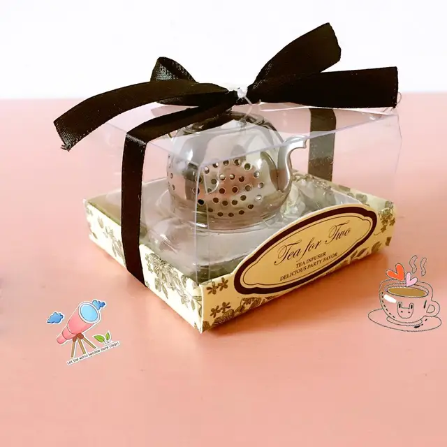 50pcs New Wedding Favor Small Stainless Steel Teapot Tea Strainer 50pcs New Wedding Favor Small Stainless Steel Teapot Tea Strainer Spoon Gift Ideas