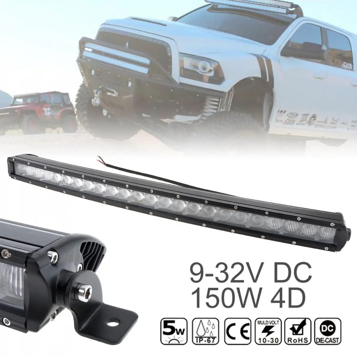 

31 Inch 150W Car LED Curved Work Light Bar 30x 4D Combo Offroad Light Auto Vehicle Driving Lamp for Truck SUV 4X4 4WD ATV