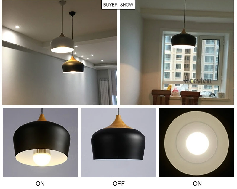 Horsten Nordic Simple Modern Pendant Lights Wood Aluminum Lampshade Industrial Lighting Loft Dining Room Pendant Lamp E27 (8)