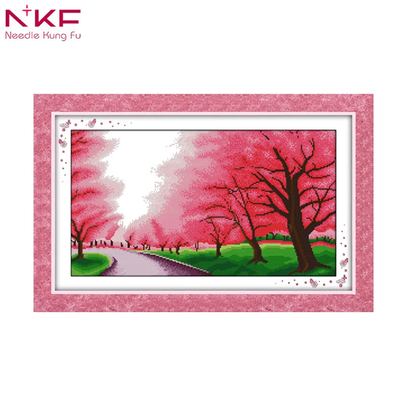 

Romantic sakura home decor chinese counted cross stitch Toolkit canvas printed patterns embroidery needlework sets dmc 14ct diy