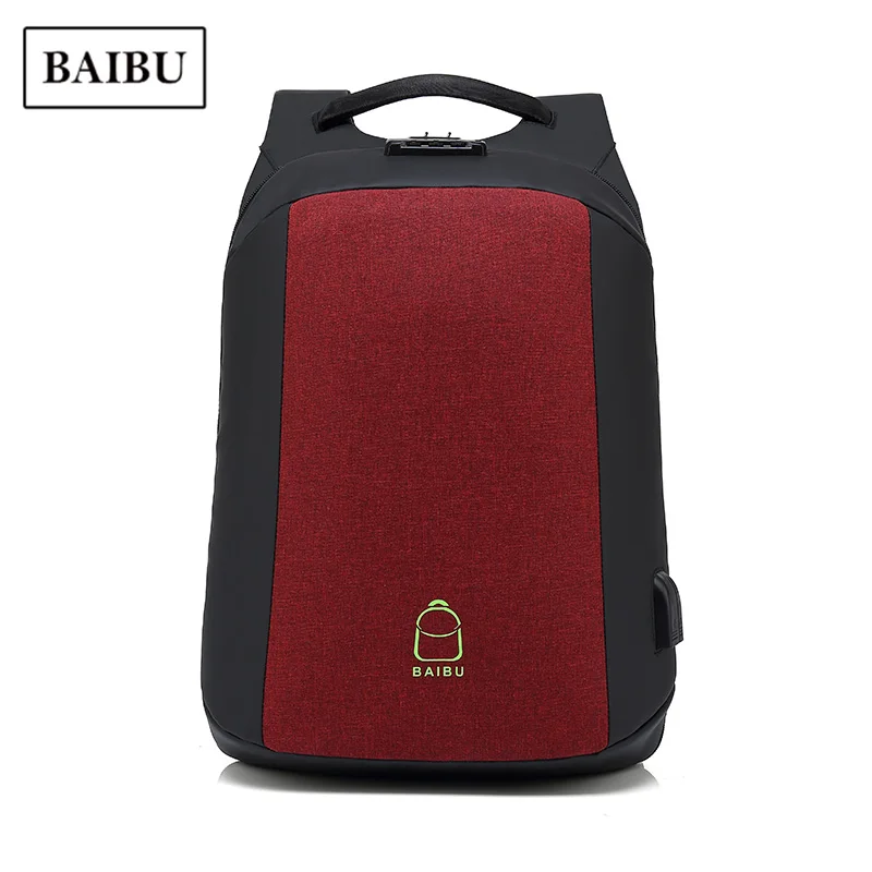 

USB Backpack Men Anti-theft 15.6'' Laptop Travel Bag Pack Waterproof Oxford Large Capacity Business Bagpack Unisex Red Schoolbag